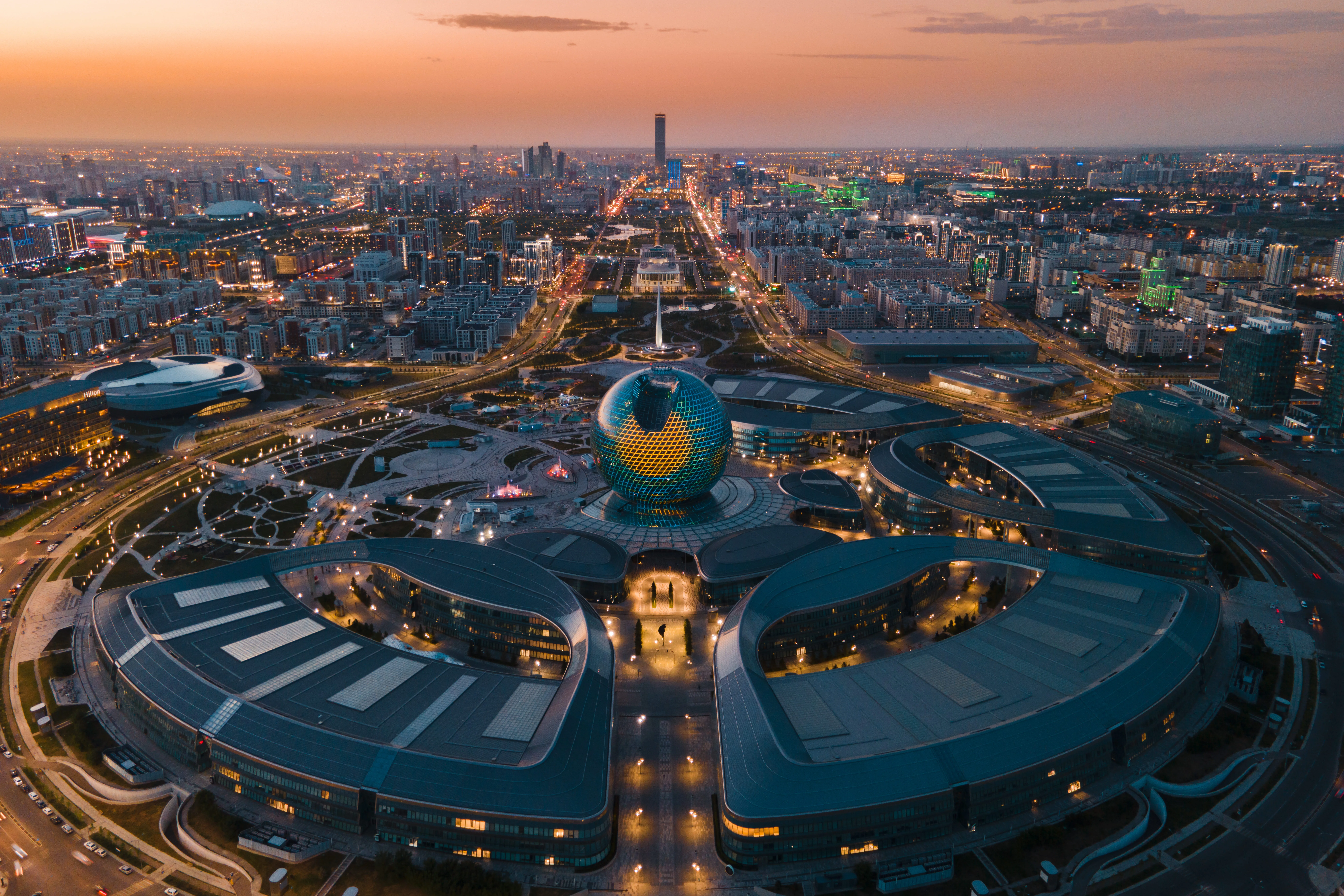 Modern Astana skyline at night